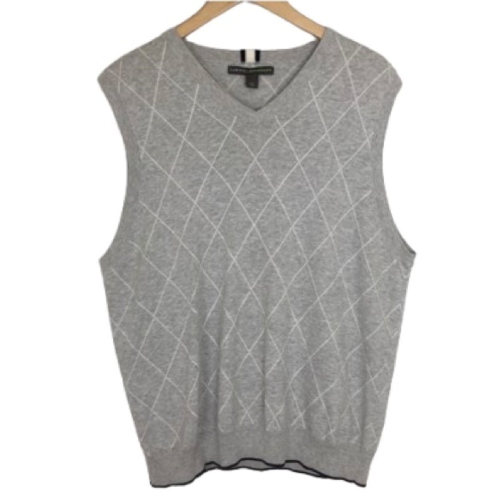 Mens Preppy Sweater Vest Gray Academia Old Money by Claiborne x John Bartlett